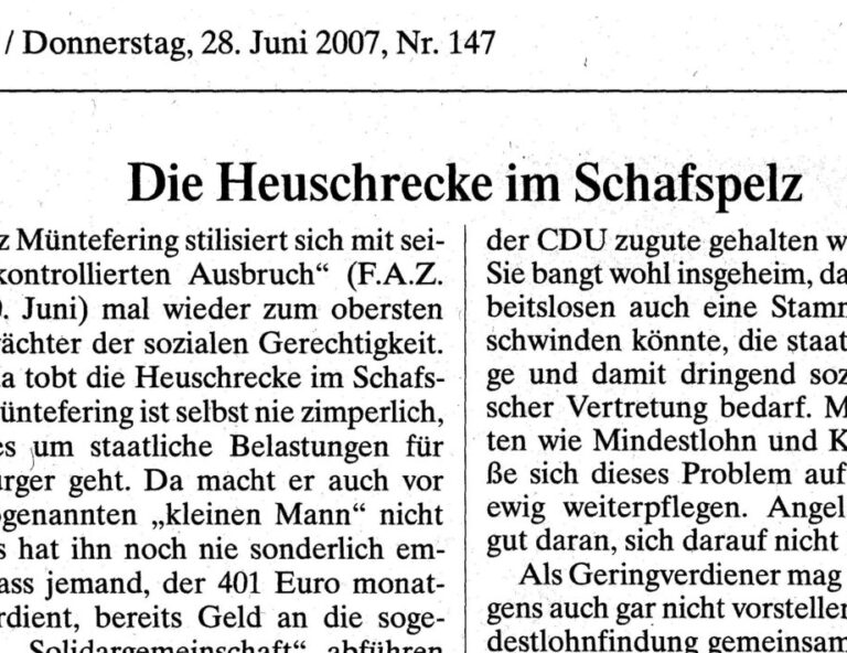 Read more about the article Die Heuschrecke im Schafspelz